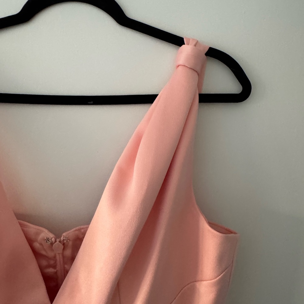 House of CB Peach Satin Pleated Midi Dress. - Picture 4 of 12